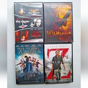 Horror The Crow 1 2 3 Undead World War Z Pride Prejudice Zombies DVD 6 Movie Lot